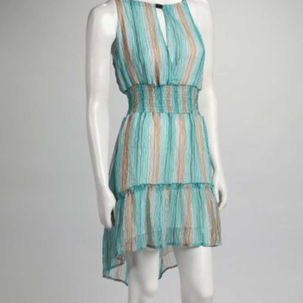 Jade Green Layered High-Low Dress Boho Coastal Smocked Waist -Summer Minimalist